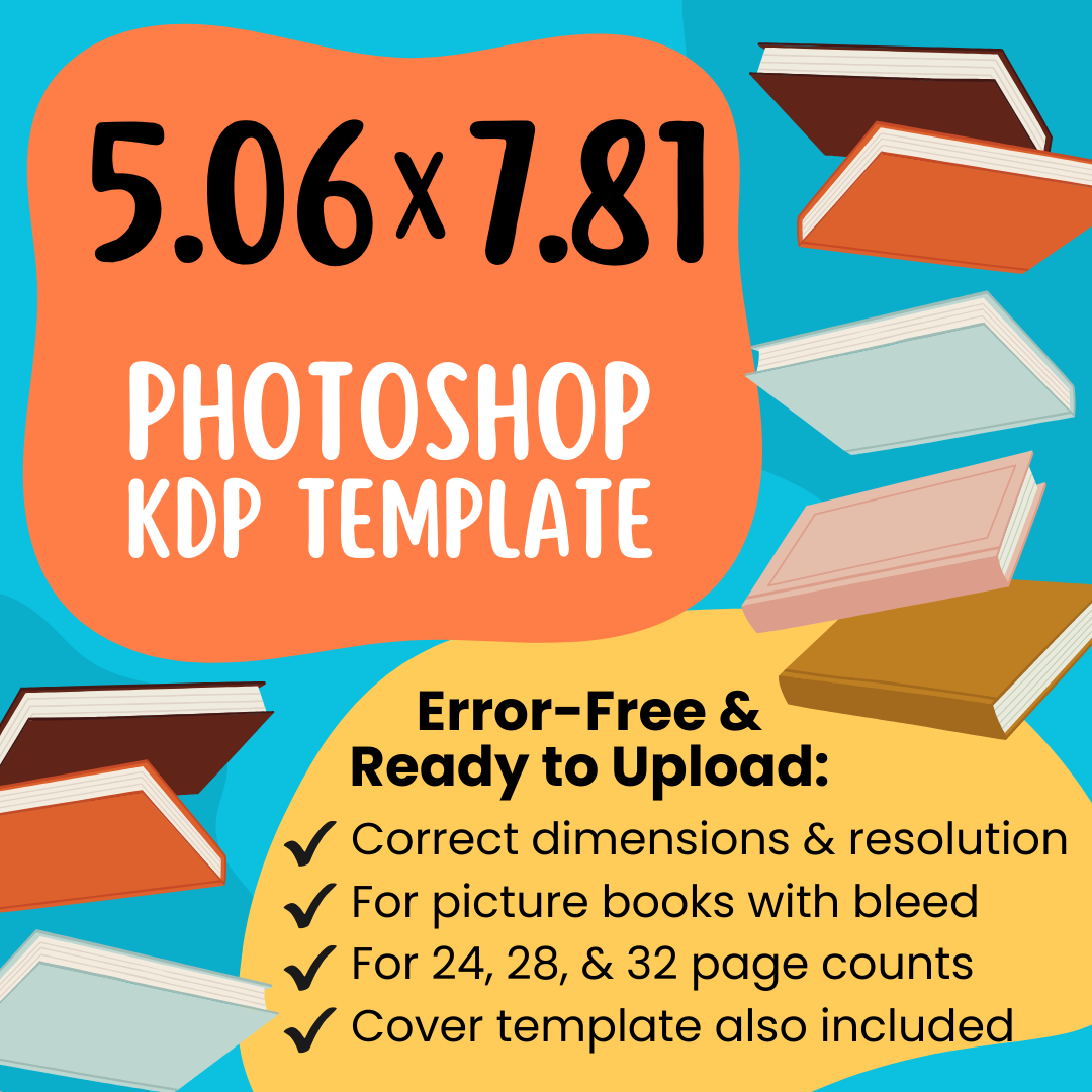 5.06x7.81 KDP Children's Book Photoshop Template (Paperback)