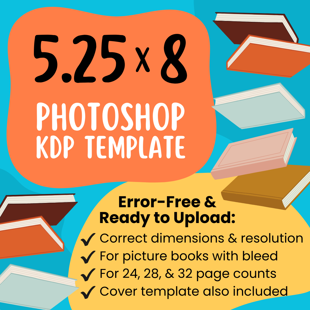 5.25x8 KDP Children's Book Photoshop Template (Paperback)