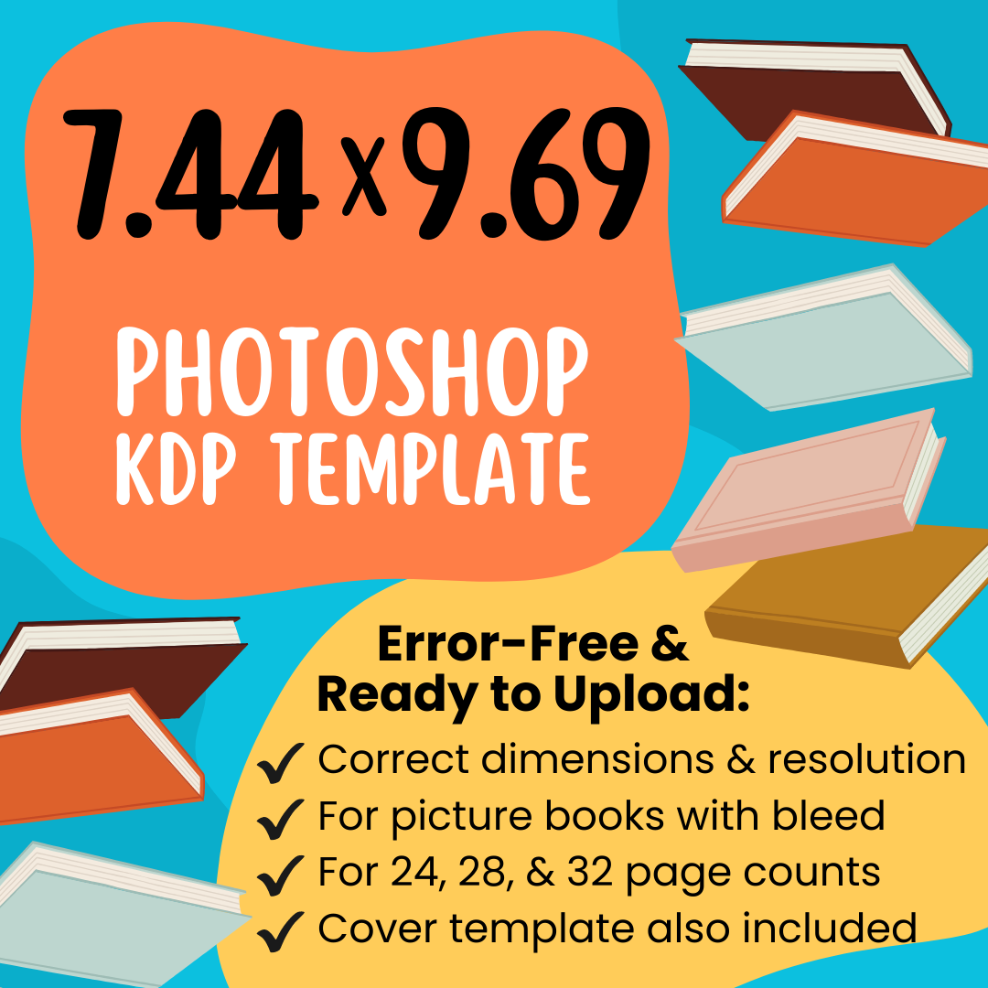 7.44x9.69 KDP Children's Book Photoshop Template (Paperback)