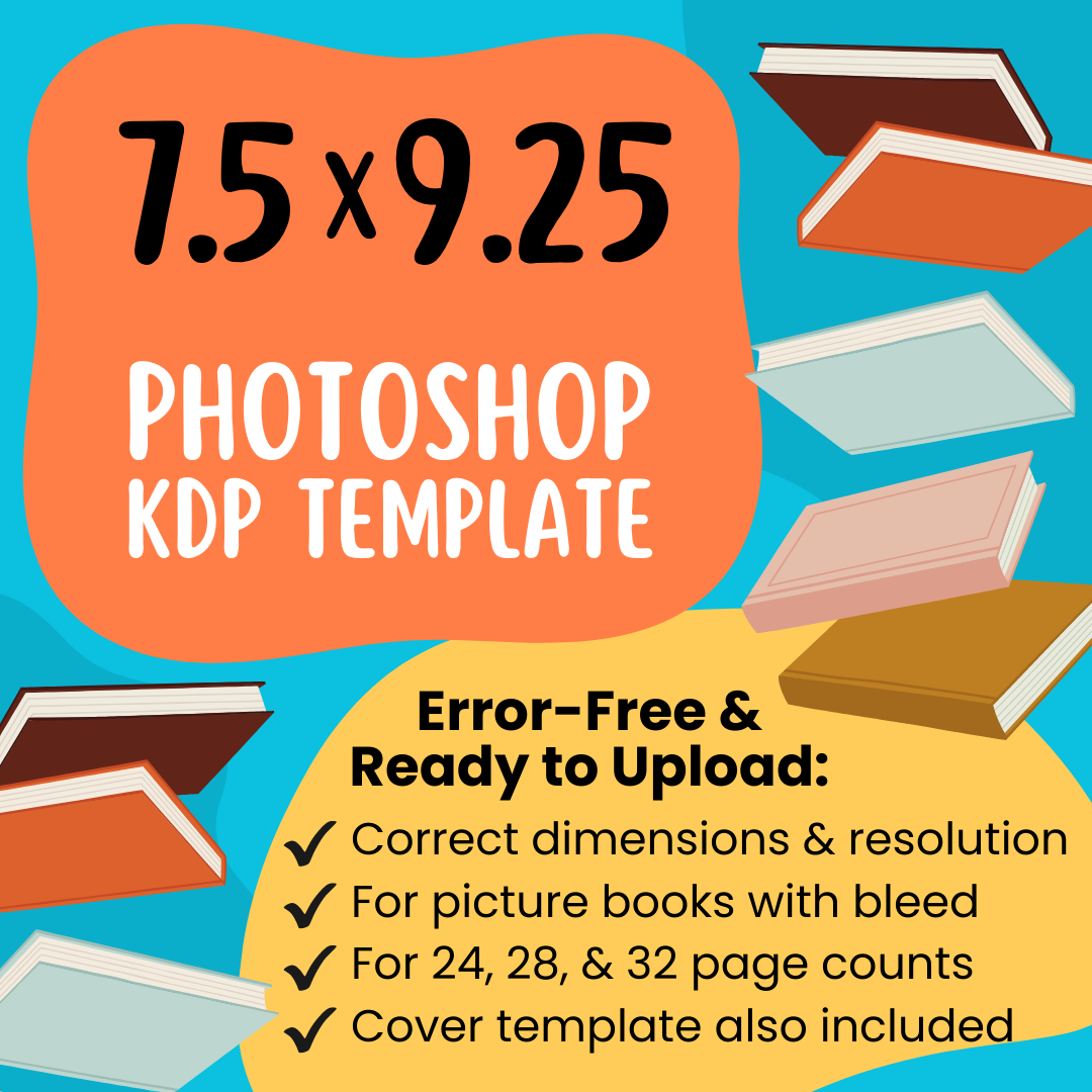 7.5x9.25 KDP Children's Book Photoshop Template (Paperback)