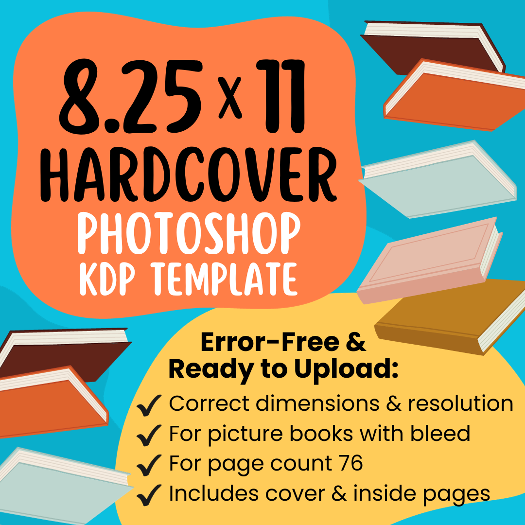 HARDCOVER 8.25x11 (76 Pages) KDP Children's Book Photoshop Template