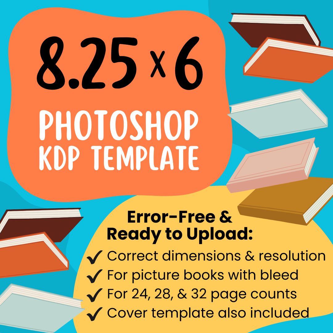 8.25x6 KDP Children's Book Photoshop Template (Paperback)
