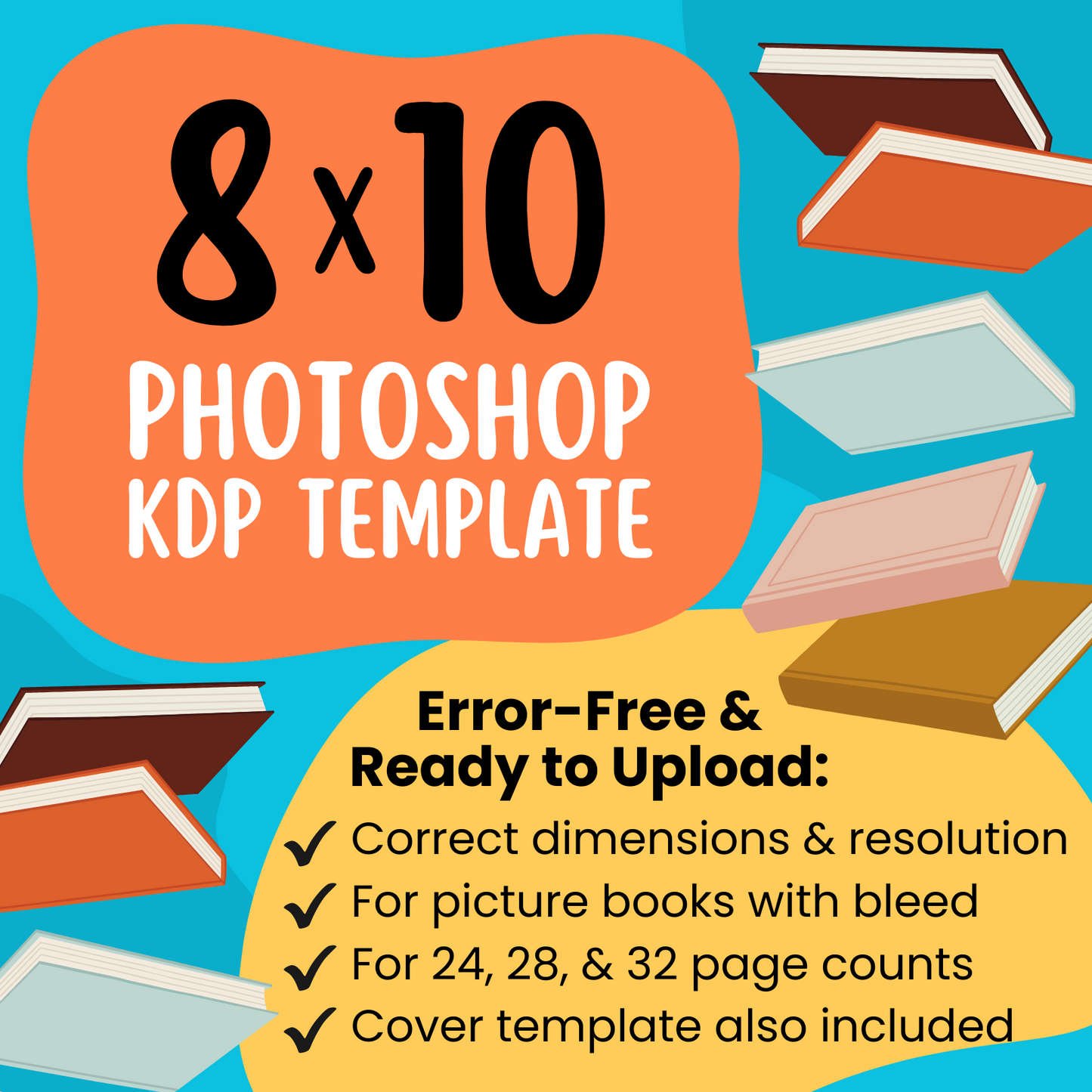 8x10 KDP Children's Book Photoshop Template (Paperback)